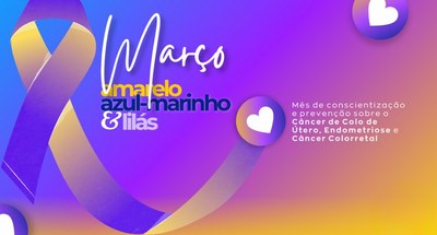 Março - Lilás, Azul marinho e amarelo