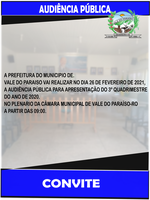 CONVITE AUDIÊNCIA PÚBLICA DO 3º QUADRIMENSTRE DO ANO DE 2020.