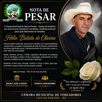 NOTA DE PESAR – CÂMARA MUNICIPAL DE VALE DO PARAÍSO/RO.